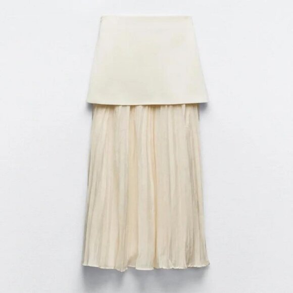 ZARA MIXED PLEATED KNIT SKIRT - Picture 6 of 6